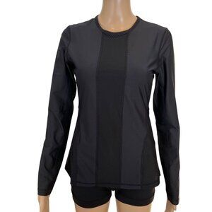 Karma Athletics Womens Black Long-Sleeve Perforated Activewear Top Size Small